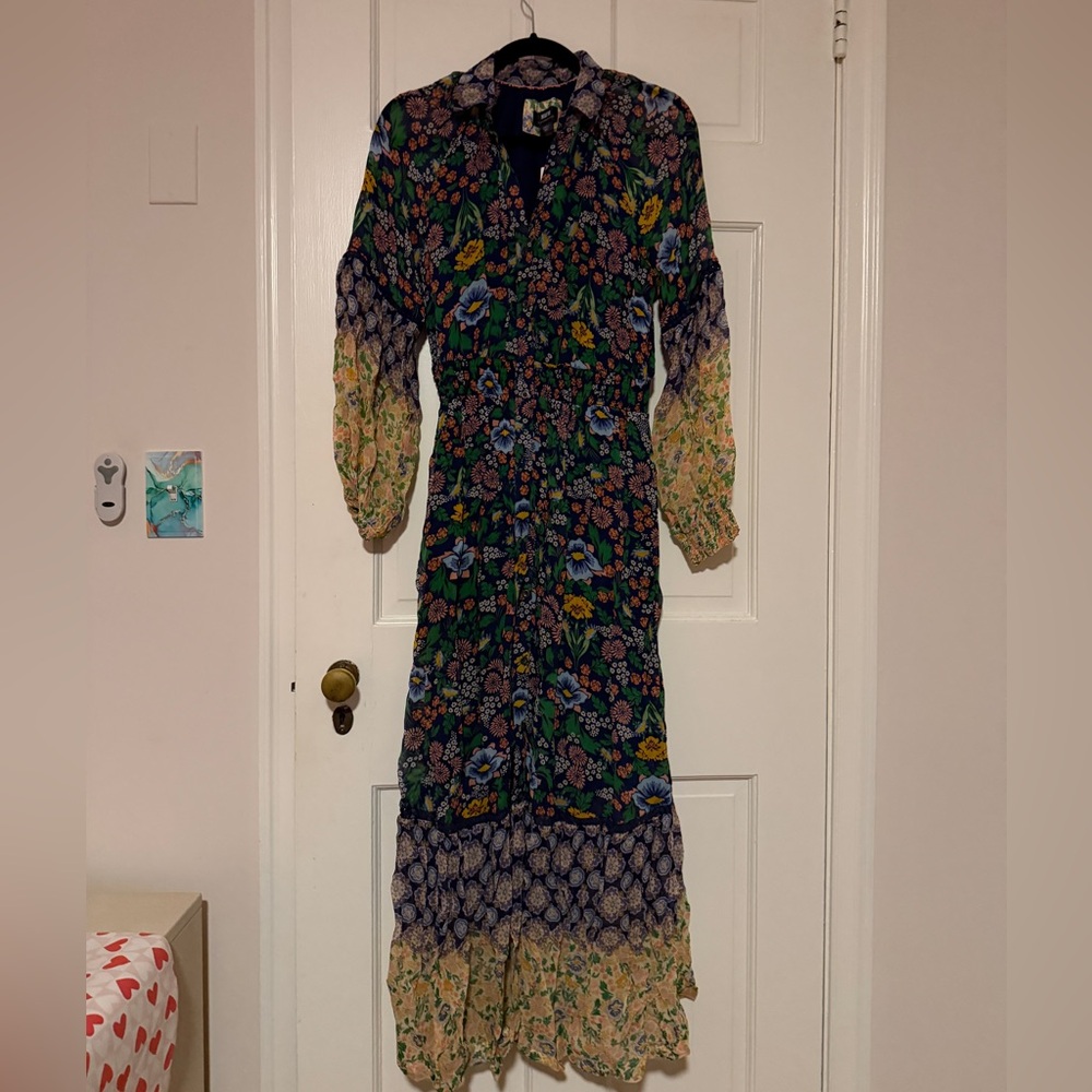 NWT Anthropologie Multicolor Floral Long Sleeve Dress
